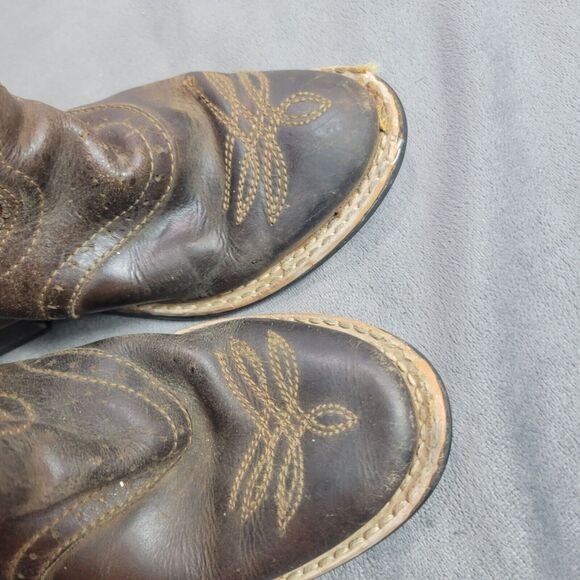 Tony Lamas Kids Durango Red & Brown Leather Cowboy Boots Size 12 - Picture 8 of 12